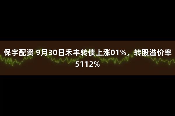 保宇配资 9月30日禾丰转债上涨01%，转股溢价率5112%